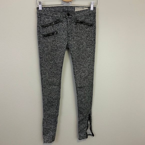 rag & bone Denim - Rag & Bone Linton Skinny Zip Jeans Black White25